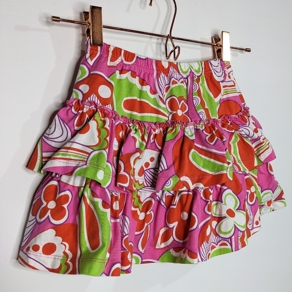 ✨3/$15 Hanna Andersson pink green red layered ruffle skirt 6-7 - Picture 2 of 7